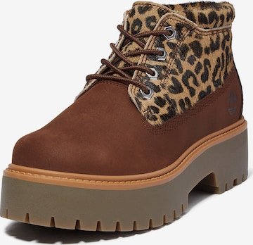 TIMBERLAND Ниски ботуши с връзки в кафяво: отпред