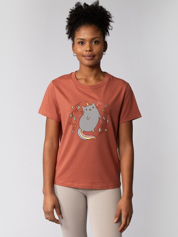 Watapparel Shirt 'Unicorn Cat' in Rood: voorkant