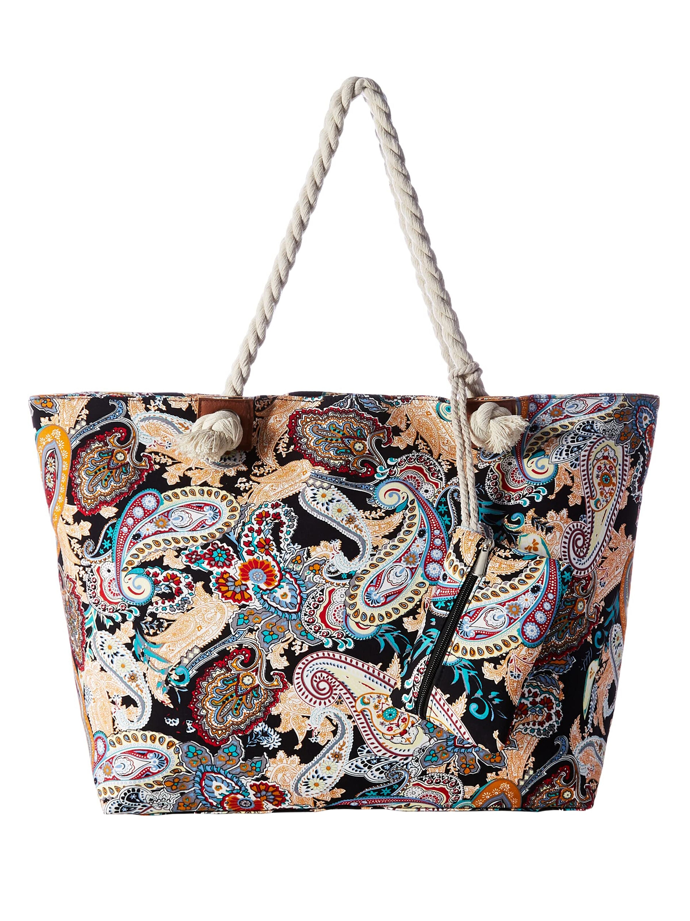 DonDon Beach Bag 'DonDon Strandtasche mit Reißverschluss Shopper Beach bag Badetasche - Paisley' in Orange: front