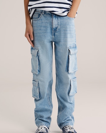 WE Fashion Loosefit Jeans i blå: framsida