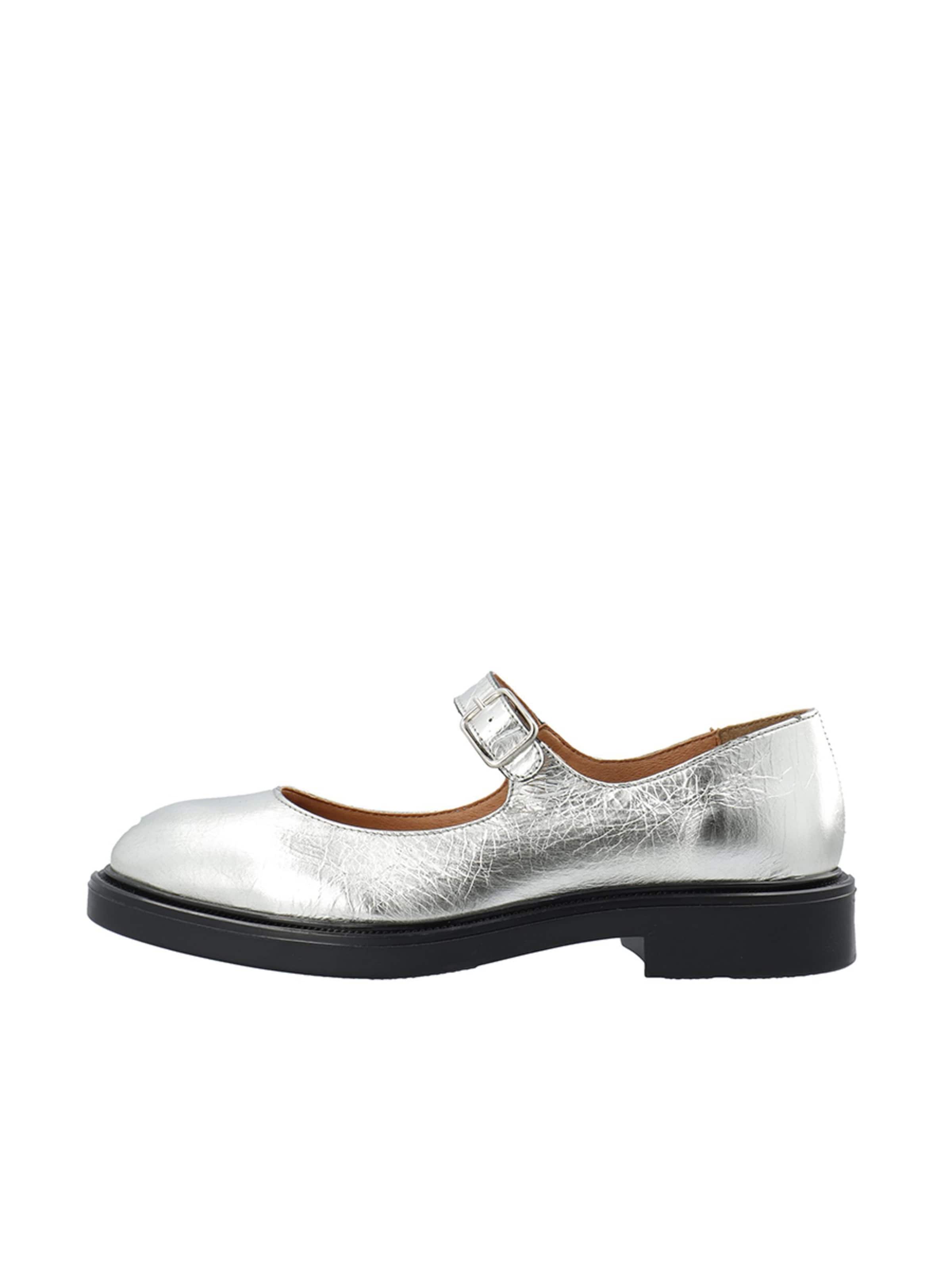 Bianco Strap ballerina 'Victoria' in Silver: front