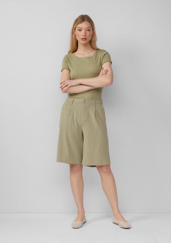 QS Loose fit Pleat-Front Pants in Green
