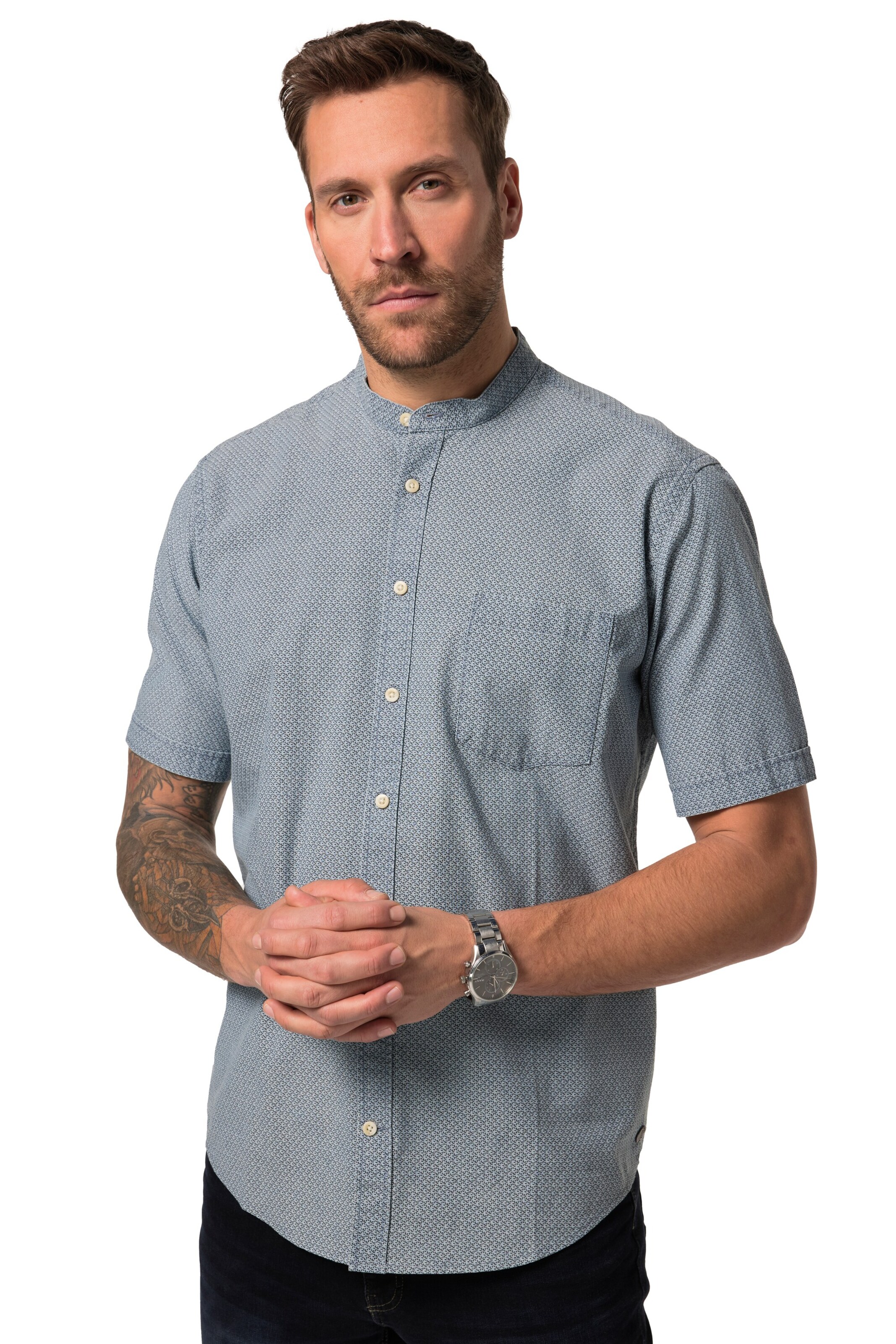 JP1880 Comfort fit Overhemd in Blauw: voorkant