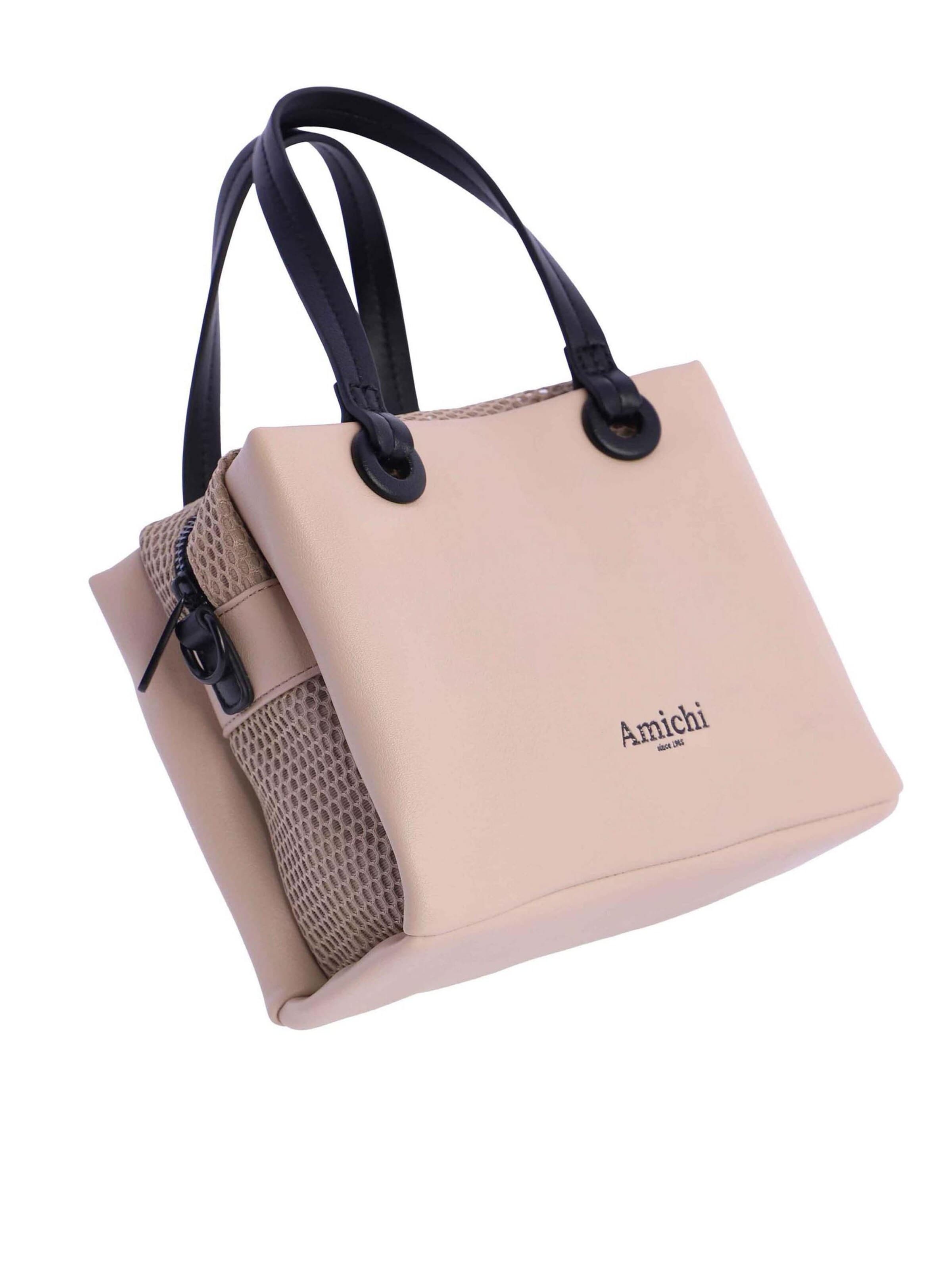 Amichi - Bolso de mano 'Bolso de mano para mujer Maui de piel sintética con cremallera' en beige