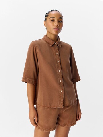 OBJECT Bluse 'OBJFrame' i brun: forside