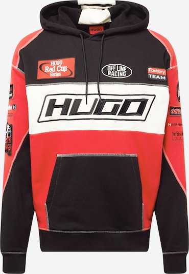 HUGO Red Sweatshirt 'Dussels' in rot / schwarzmeliert / weiß, Produktansicht