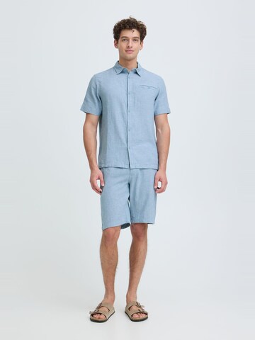 INDICODE JEANS Regular Fit Leinenhemd ' IDTropelo ' in Blau