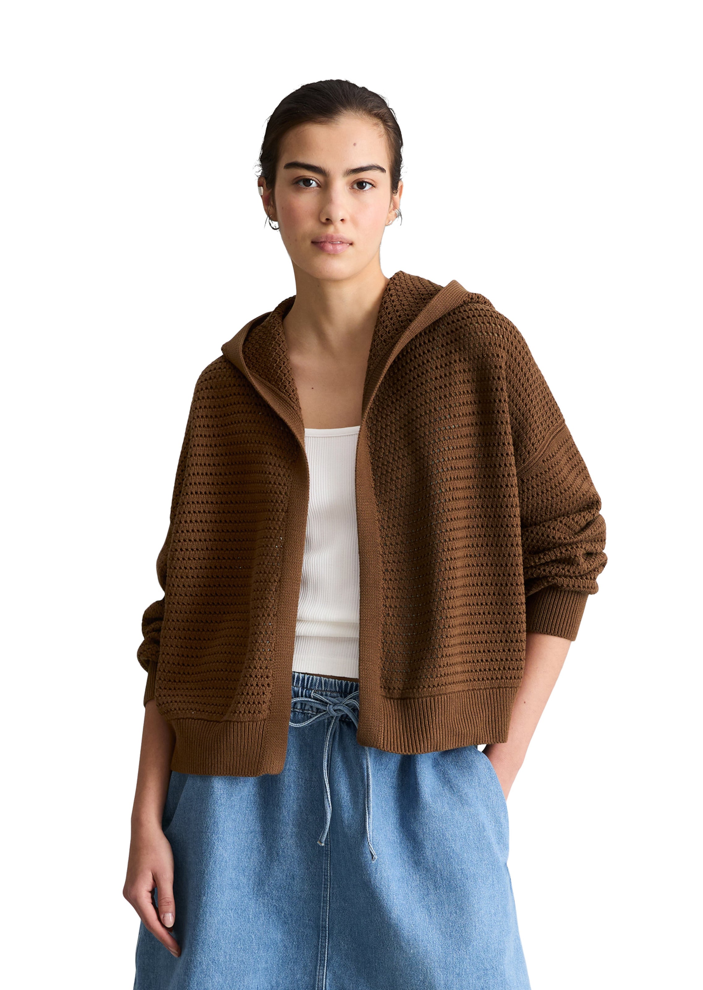 Marc O'Polo DENIM Strickjacke in Braun: Vorderseite