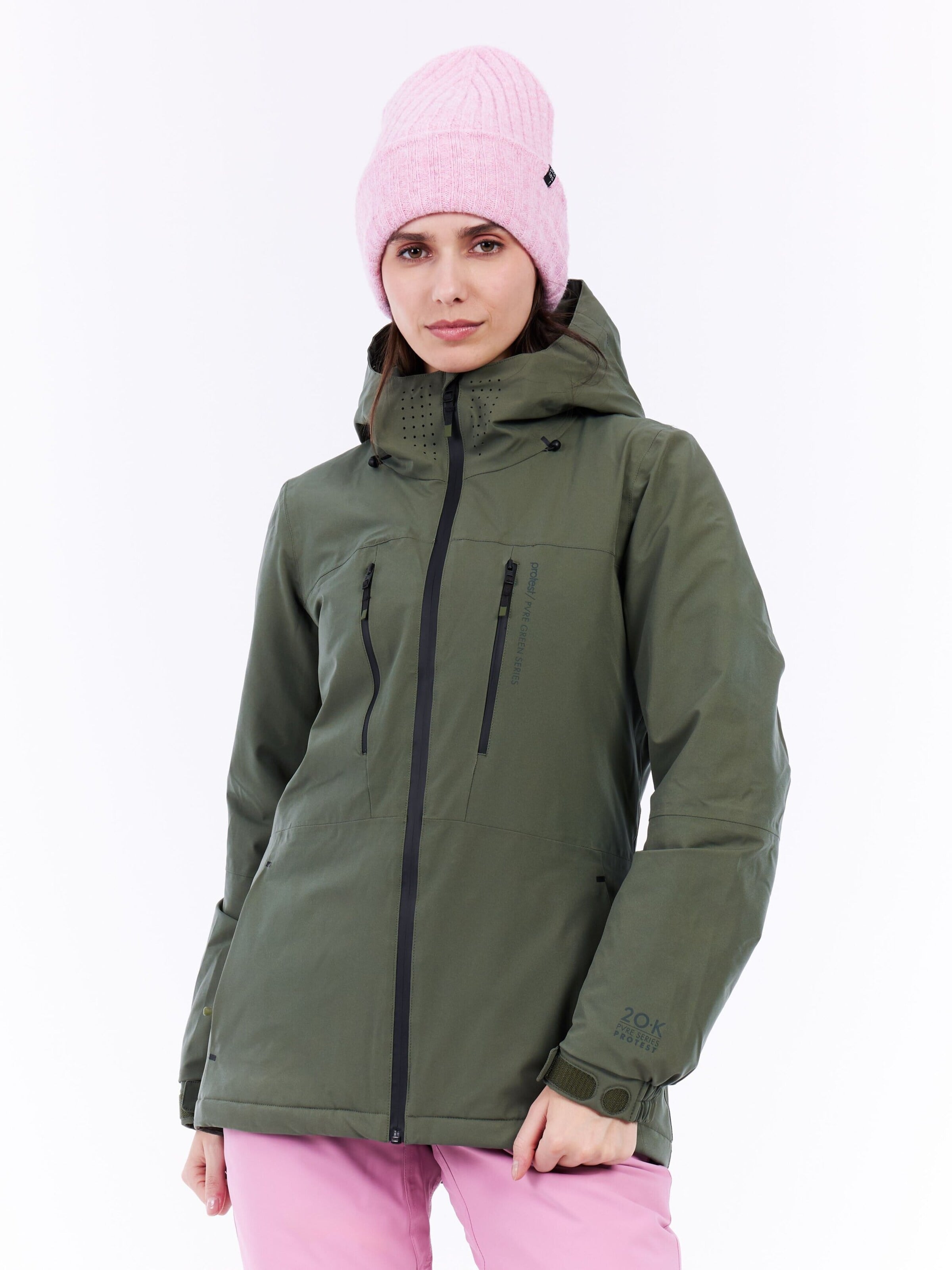 PROTEST Athletic Jacket 'PRTBEVERLY' in Green: front
