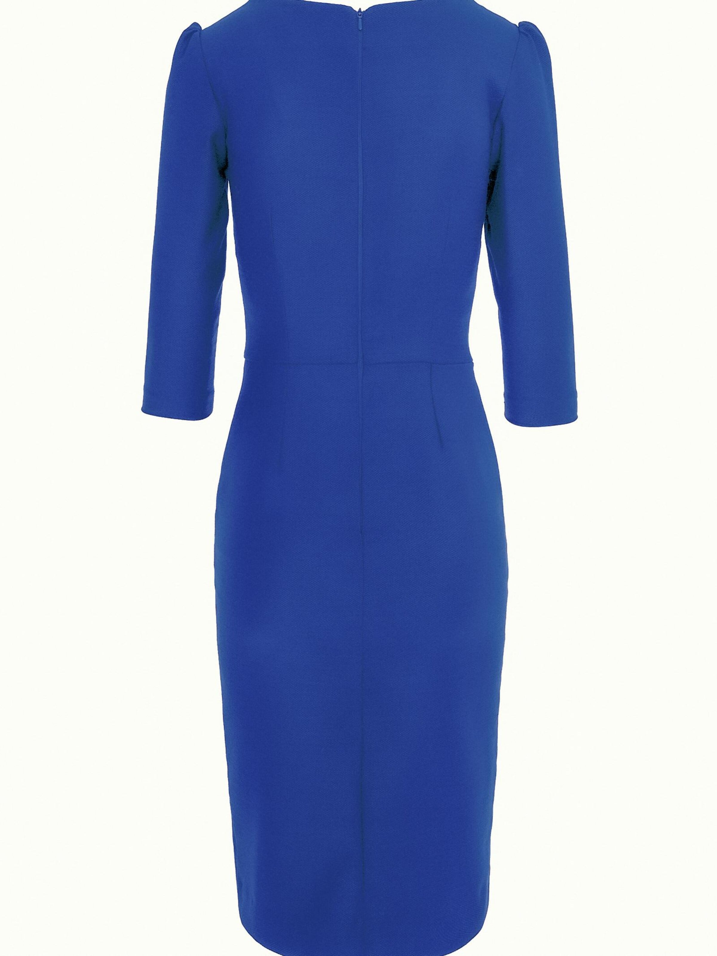 AVENUE N°29 Klänning 'Rounded Neckline Midi Dress With Front Slit' i blå
