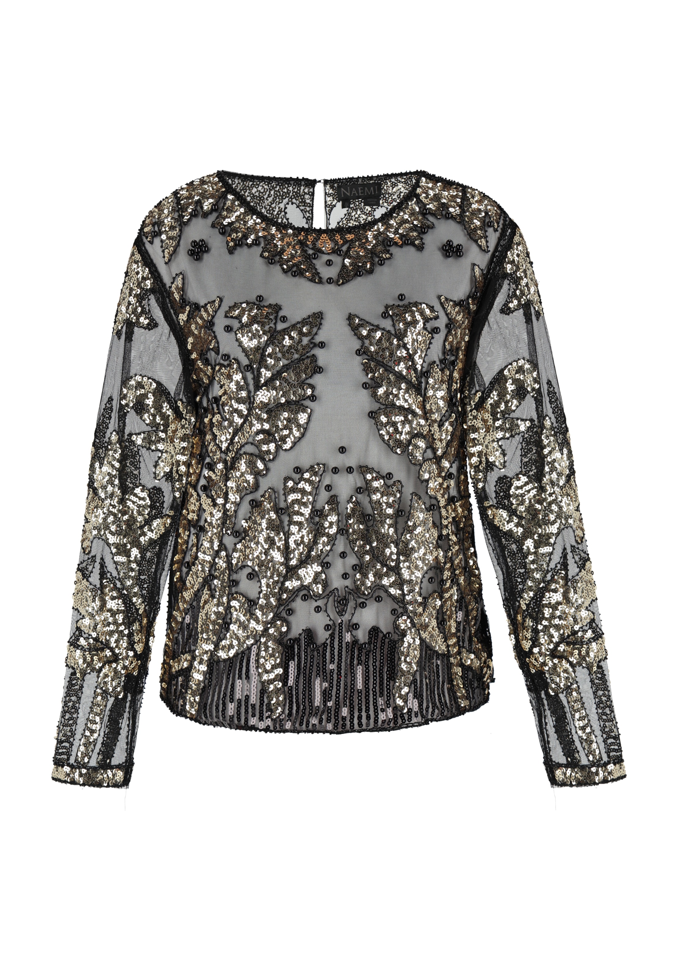 NAEMI Bluse i grå / sort / sølv, Produktvisning