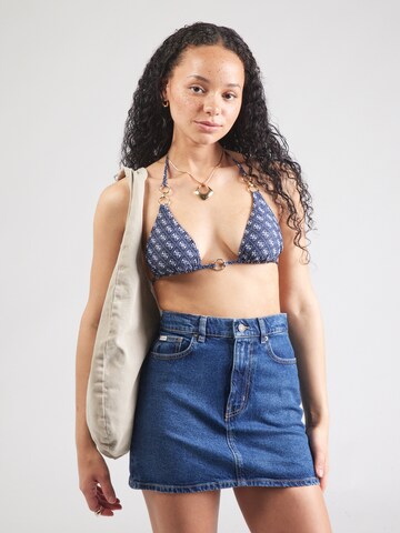 GUESS Triangle Bikini Top in Blue: front