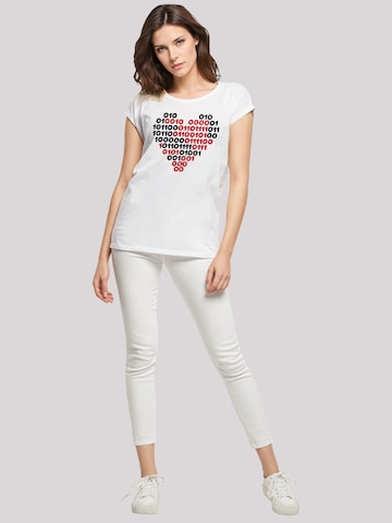 F4NT4STIC Shirt 'I Love You 01001001 Binary Code Herz Valentinstag' in Wit