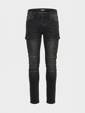 KOROSHI - Skinny Pantalón vaquero cargo en negro