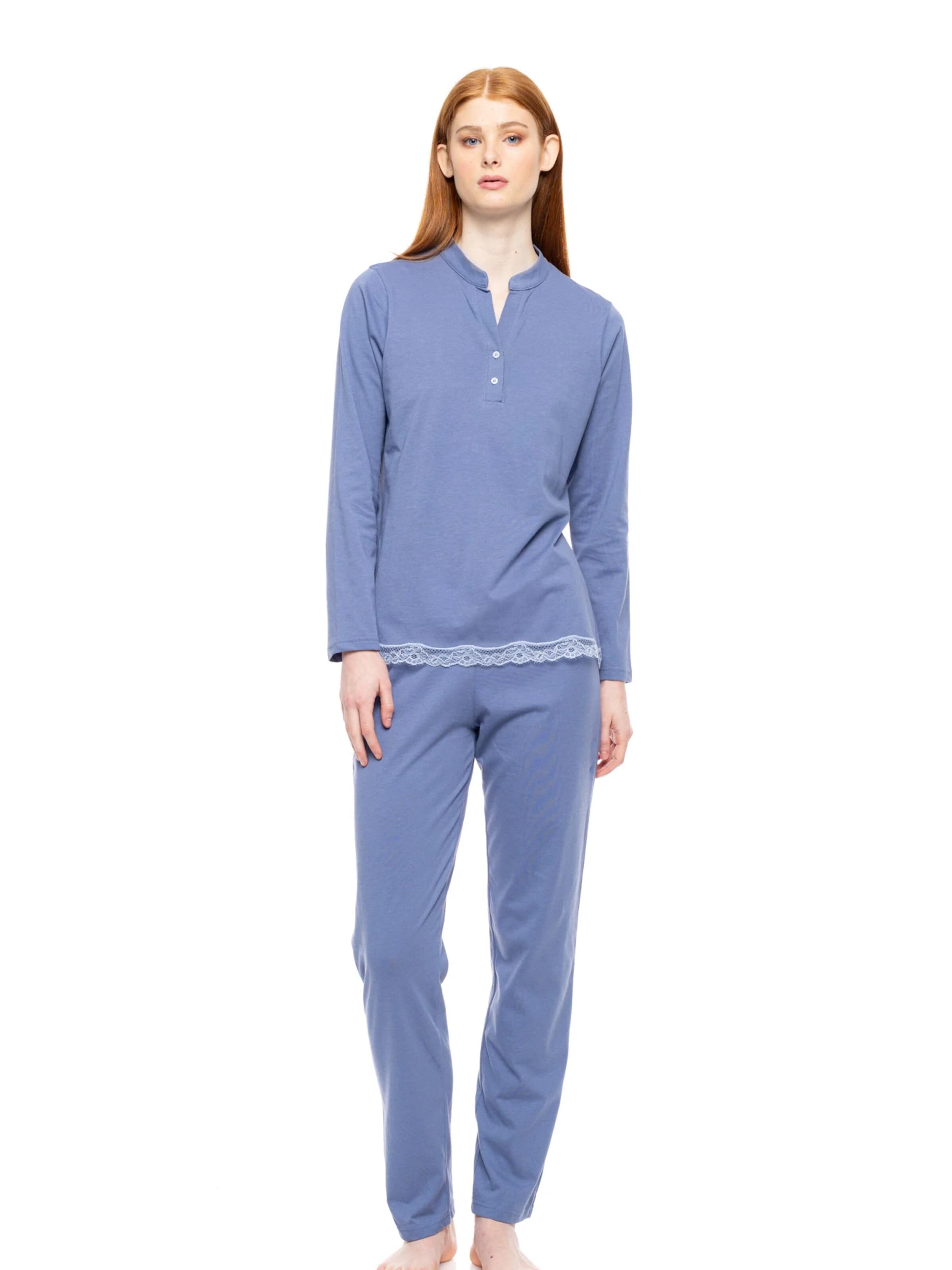 Pink Label - Pijama 'PYJAMA DREAM SOLID' en azul: frente