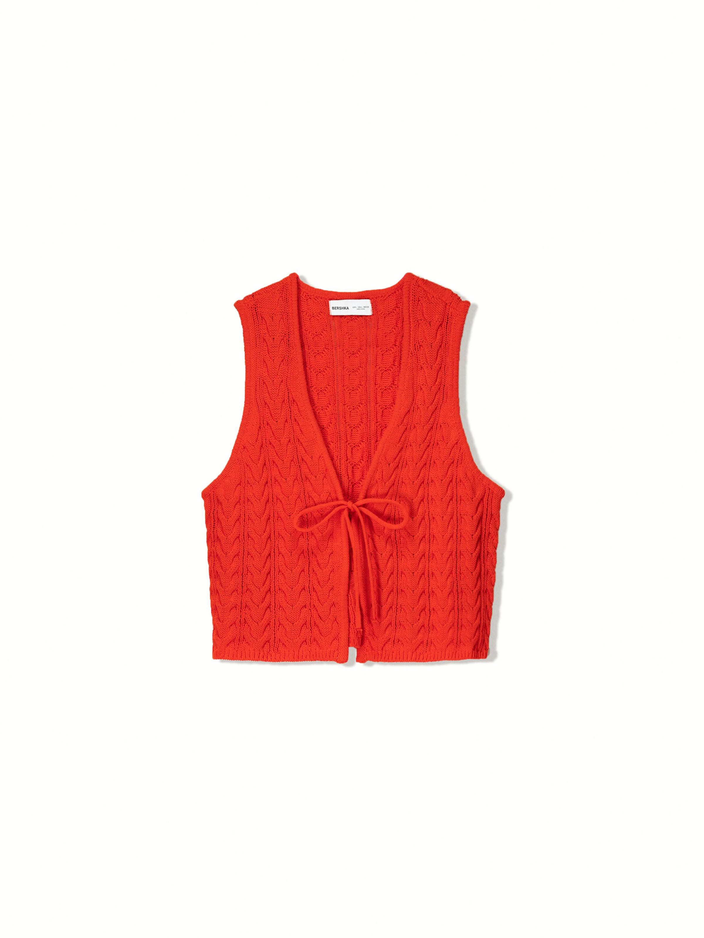 Bershka Knitted vest in Red: front