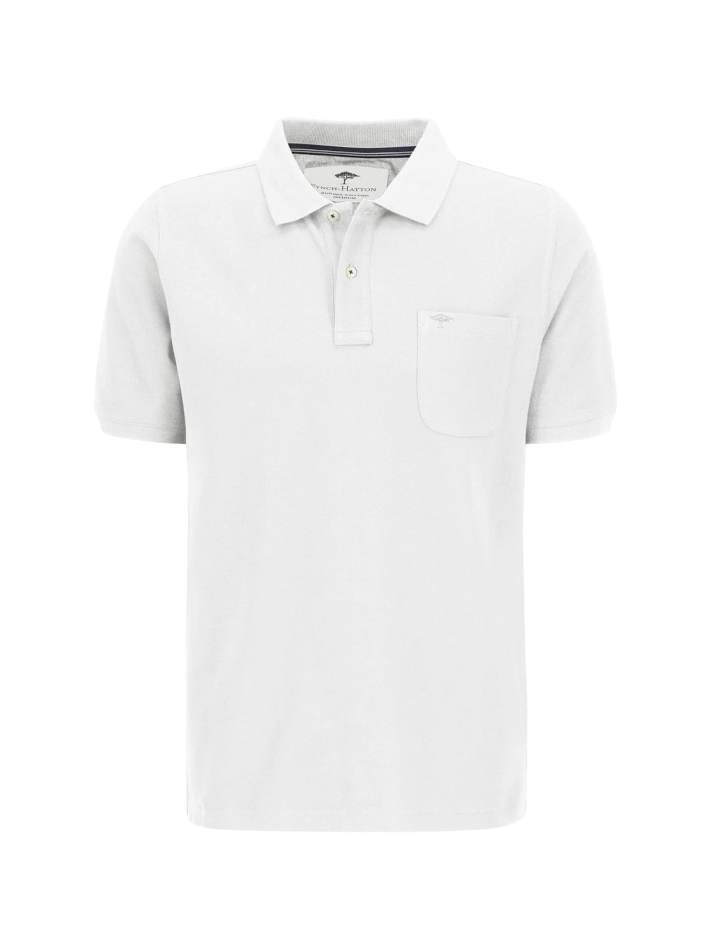 Fynch Hatton Shirt 'Poloshirt Piquê aus Baumwolle mit Brusttasche Weiß'‌‌ in Weiß: Vorderseite