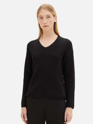 TOM TAILOR Sweater in Black: front