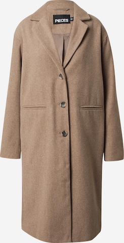 PIECES Between-seasons coat 'ALICIA' in Brown: front