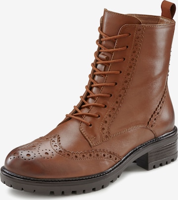 LASCANA Lace-Up Ankle Boots in Brown: front