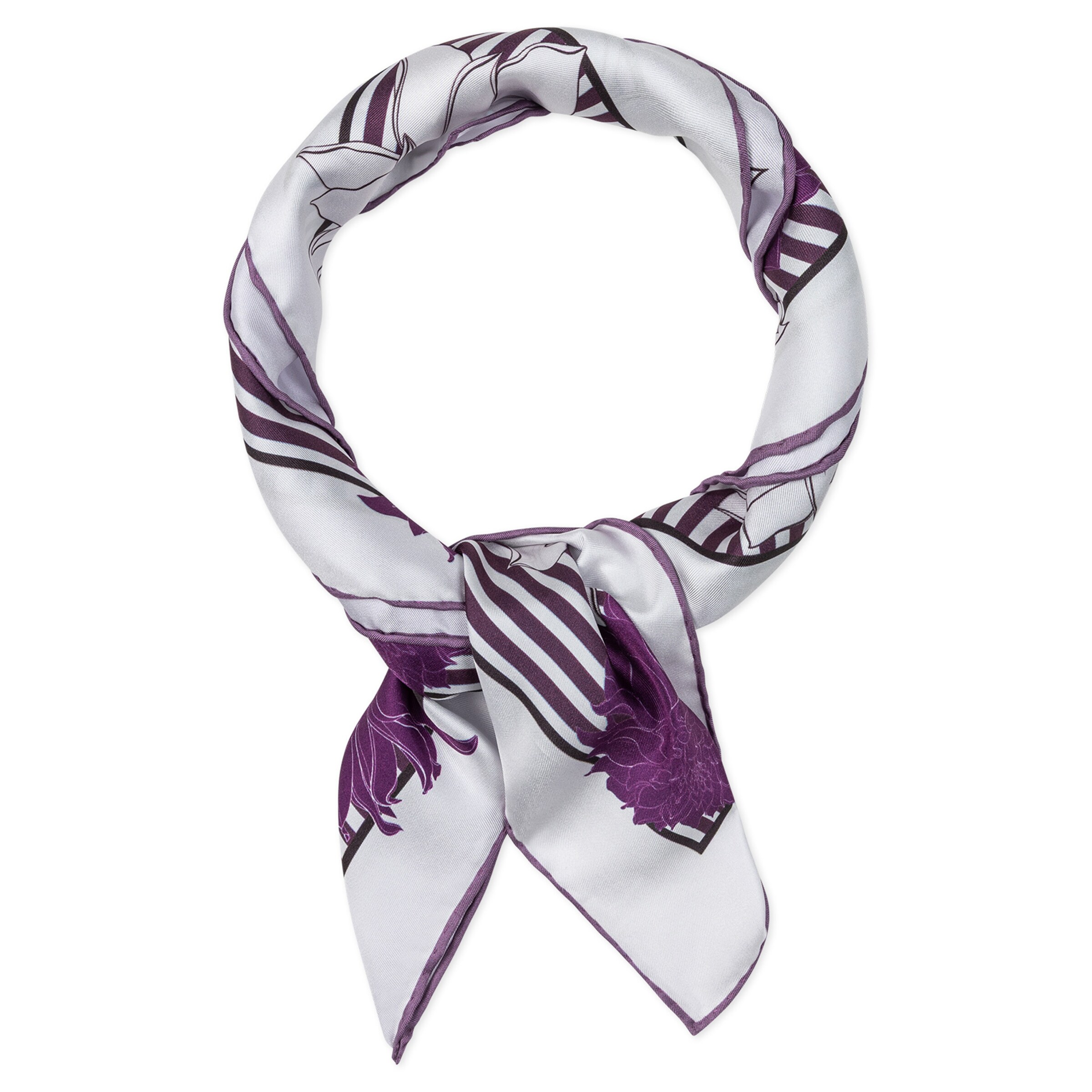 Foulard 'DAHLIAS & STRIPES' Roeckl en bleu