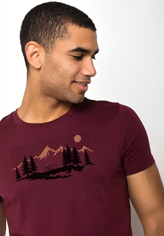 GREENBOMB Shirt 'Bike Mountain Pines' in Rood