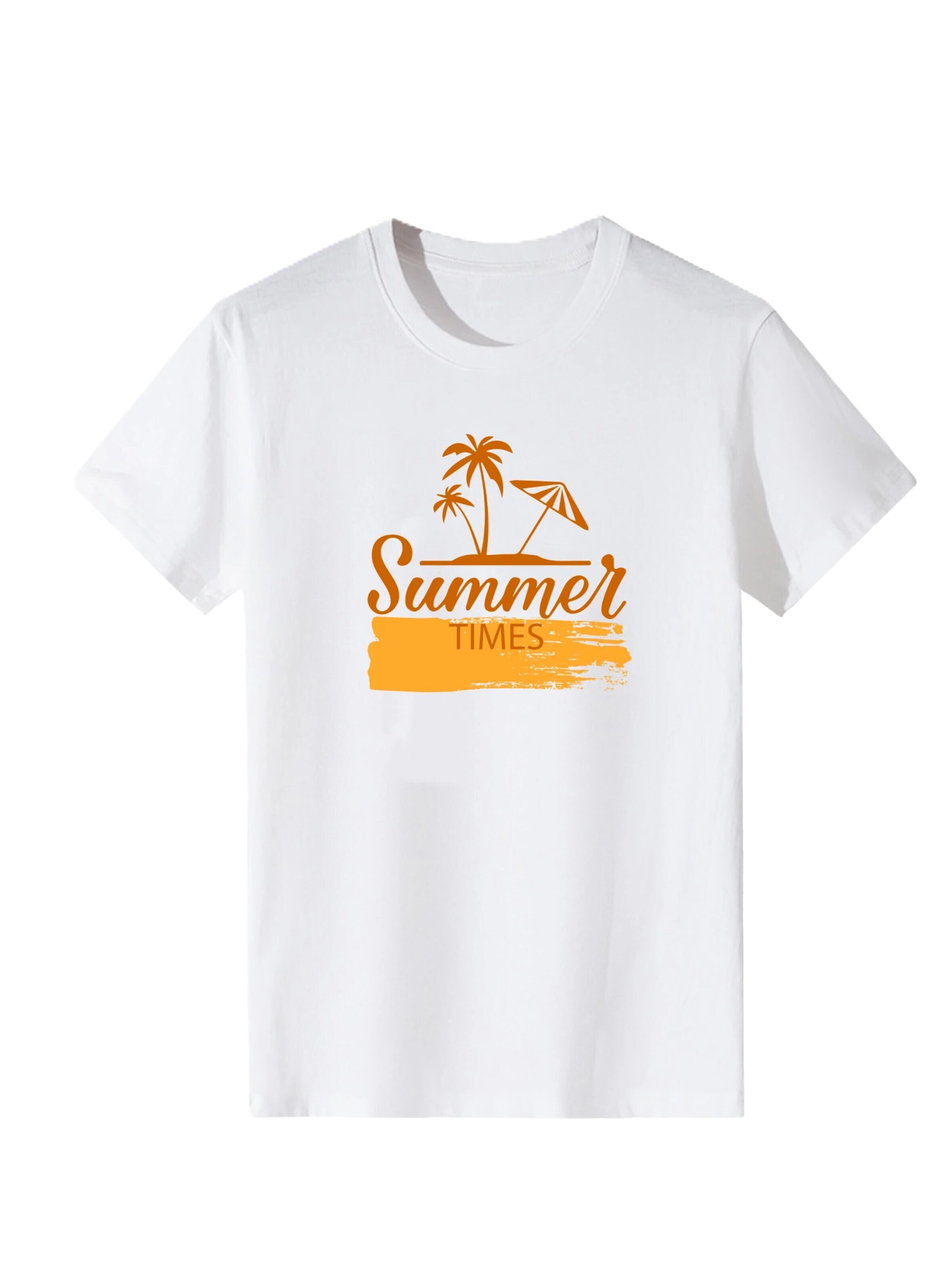 T-shirt 'Women Orange Summer Beach Palm Tree Letter Print T-Shirt' LapaPlus en blanc : devant