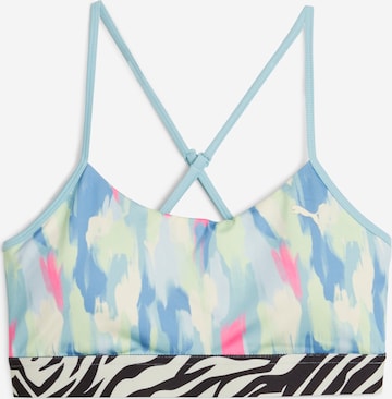 PUMA Bustier Sport bh 'Move Animal Remix' in Blauw: voorkant