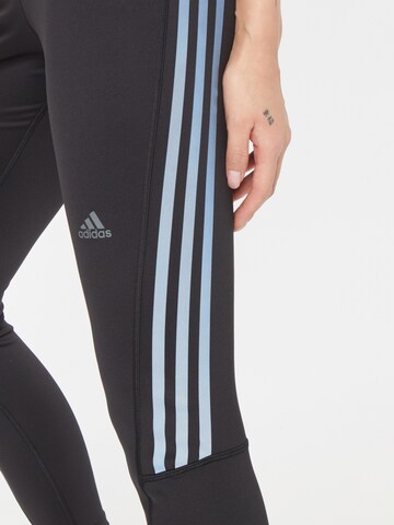 juoda ADIDAS SPORTSWEAR Siauras Sportinės kelnės 'Run Icons 3-Stripes'