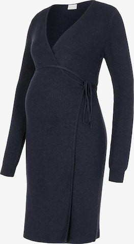 Robes en maille 'TESS' MAMALICIOUS en bleu : devant