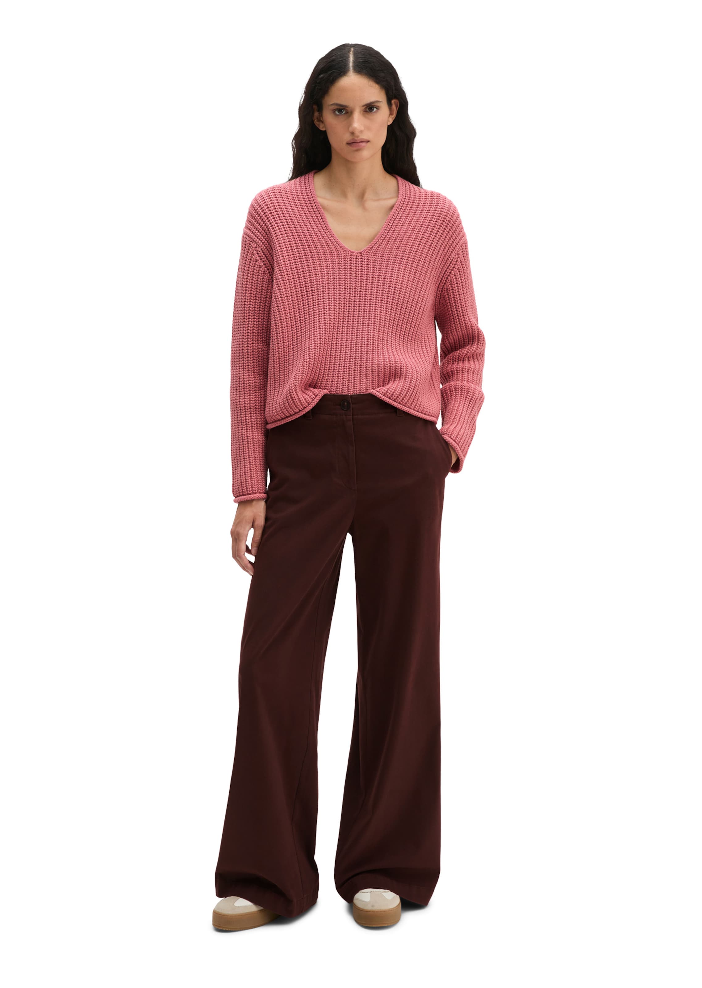 Marc O'Polo Wide leg Pants 'Margo' in Brown