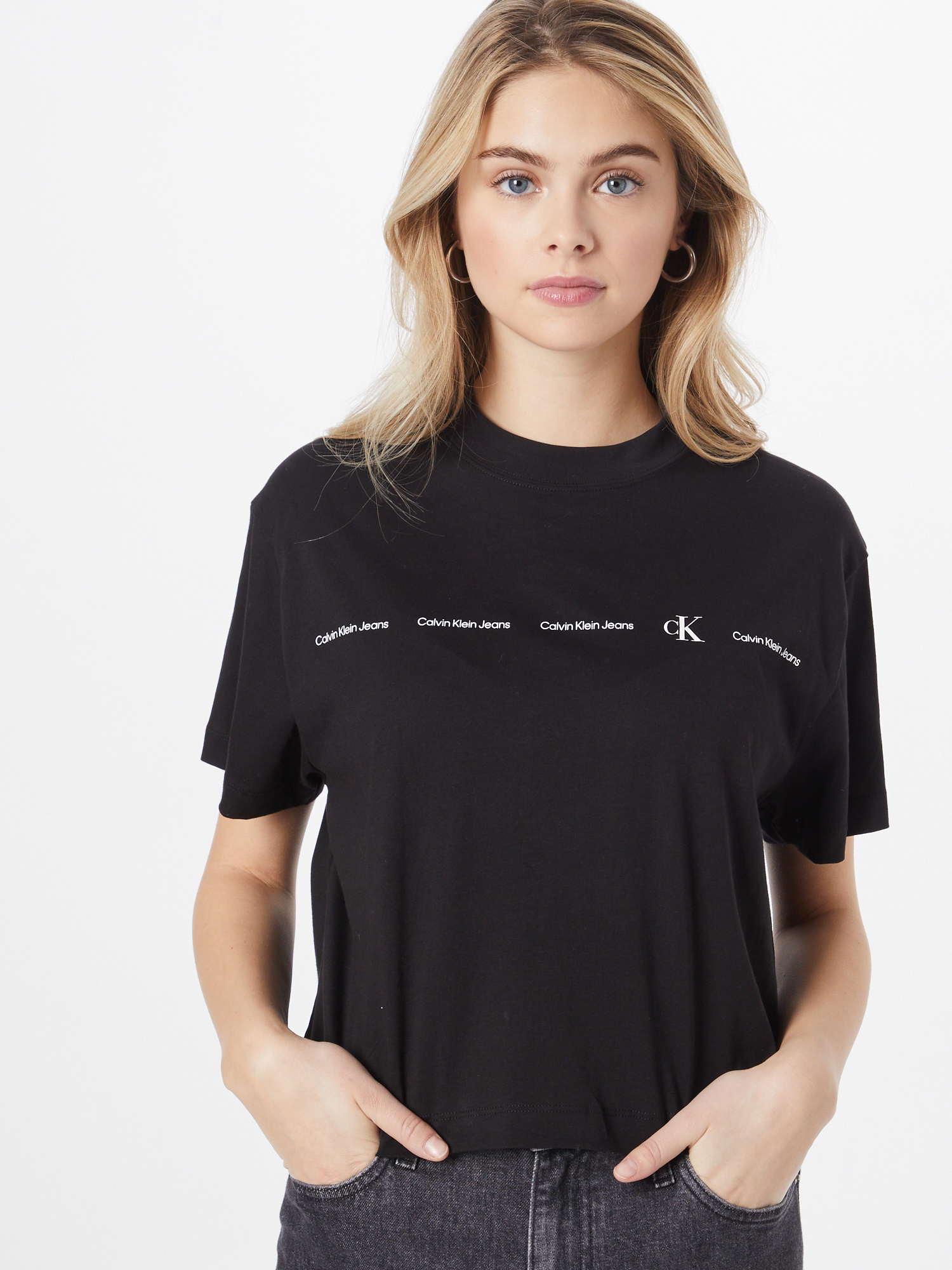 4vuGa Odzież Calvin Klein Jeans Koszulka w kolorze Czarnym 
