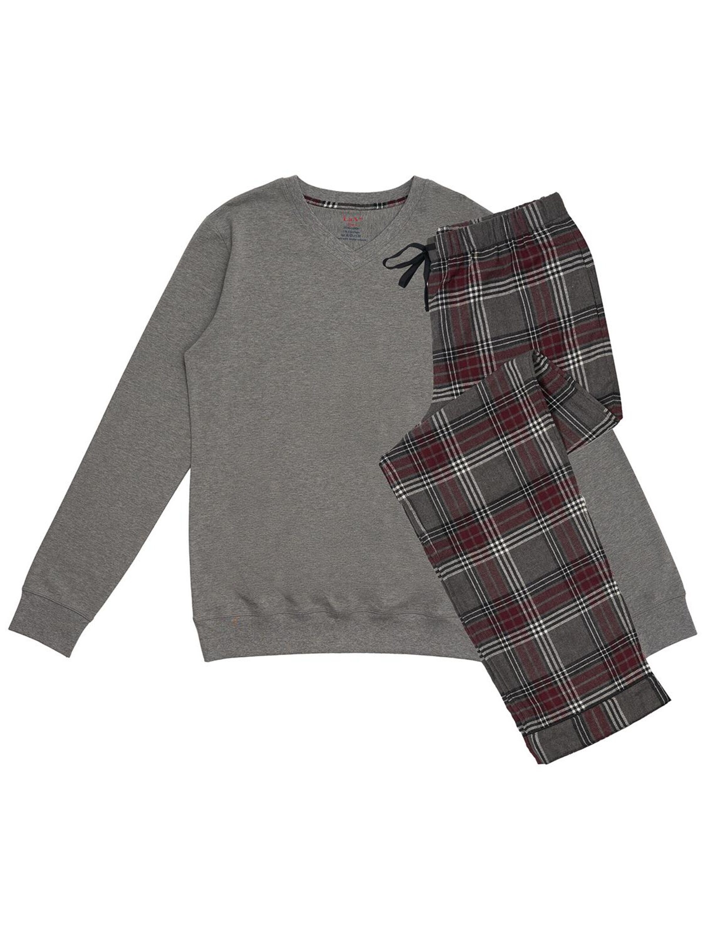 La V Pajamas long in Grey: front