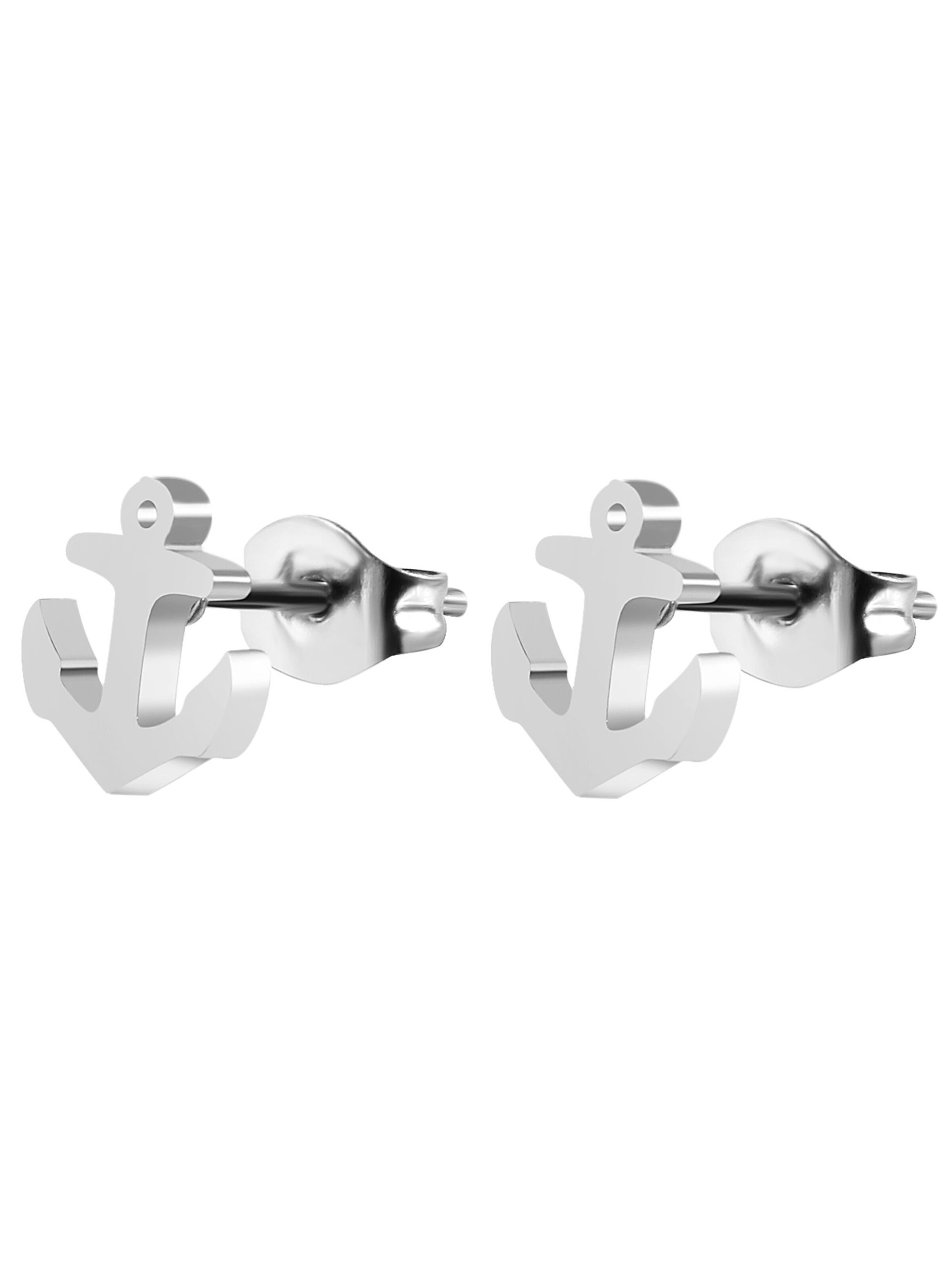 Akzent Earrings 'Edelstahl, Anker, 4 Farben, 8x7,5 mm, Maritimes Design' in Silver
