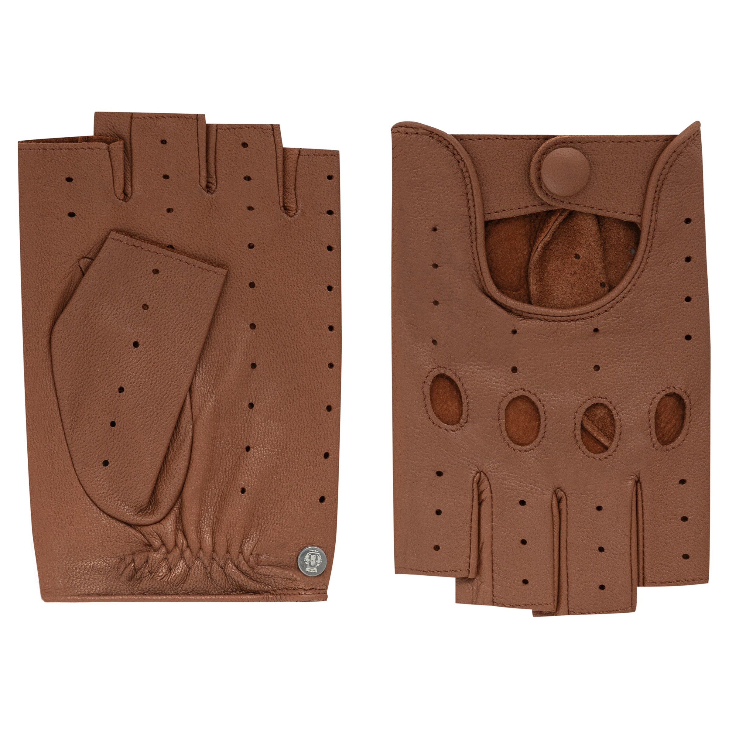 Roeckl Fingerless Gloves 'PALERMO AUTOFAHRER' in Brown: front