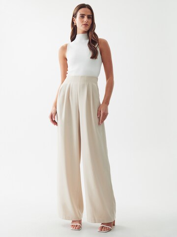 Willa - Pierna ancha Pantalón plisado 'NIKO' en beige: frente