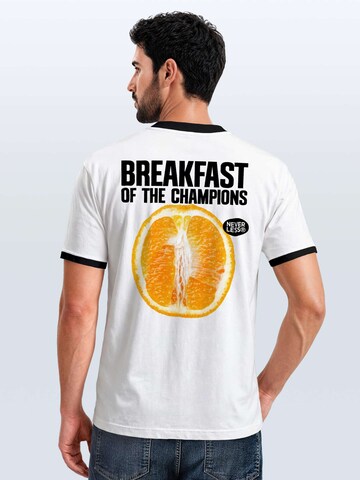 Neverless Shirt 'Breakfast of the Champions' in White