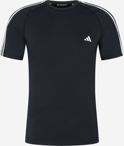 ADIDAS PERFORMANCE T-Shirt fonctionnel 'Techfit 3-Stripes ' en noir / blanc, Vue avec produit