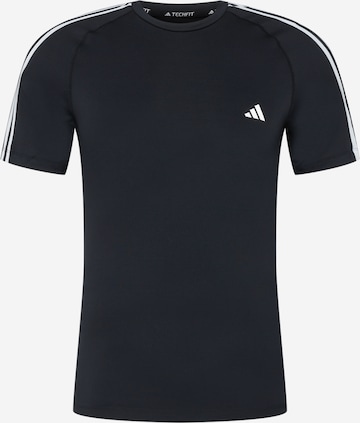 T-Shirt fonctionnel 'Techfit 3-Stripes ' ADIDAS PERFORMANCE en noir : devant