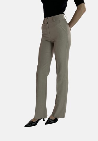 Flared Pantaloni con piega frontale di Elara in beige