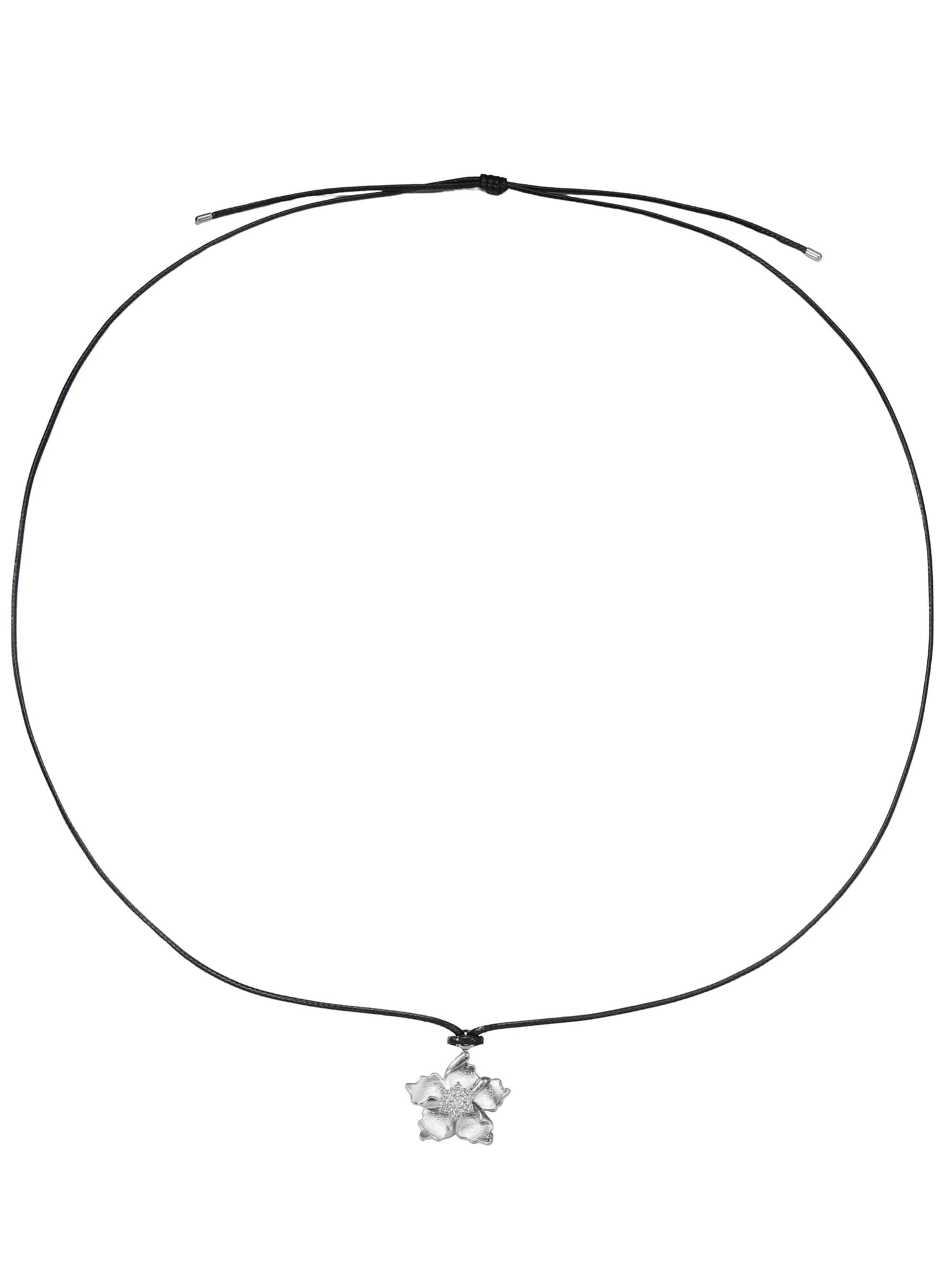 Hey Happiness Ketting 'Sunburst Flower Charm Cord' in Zilver