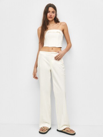 Pull&Bear Wide leg Broek in Grijs: voorkant