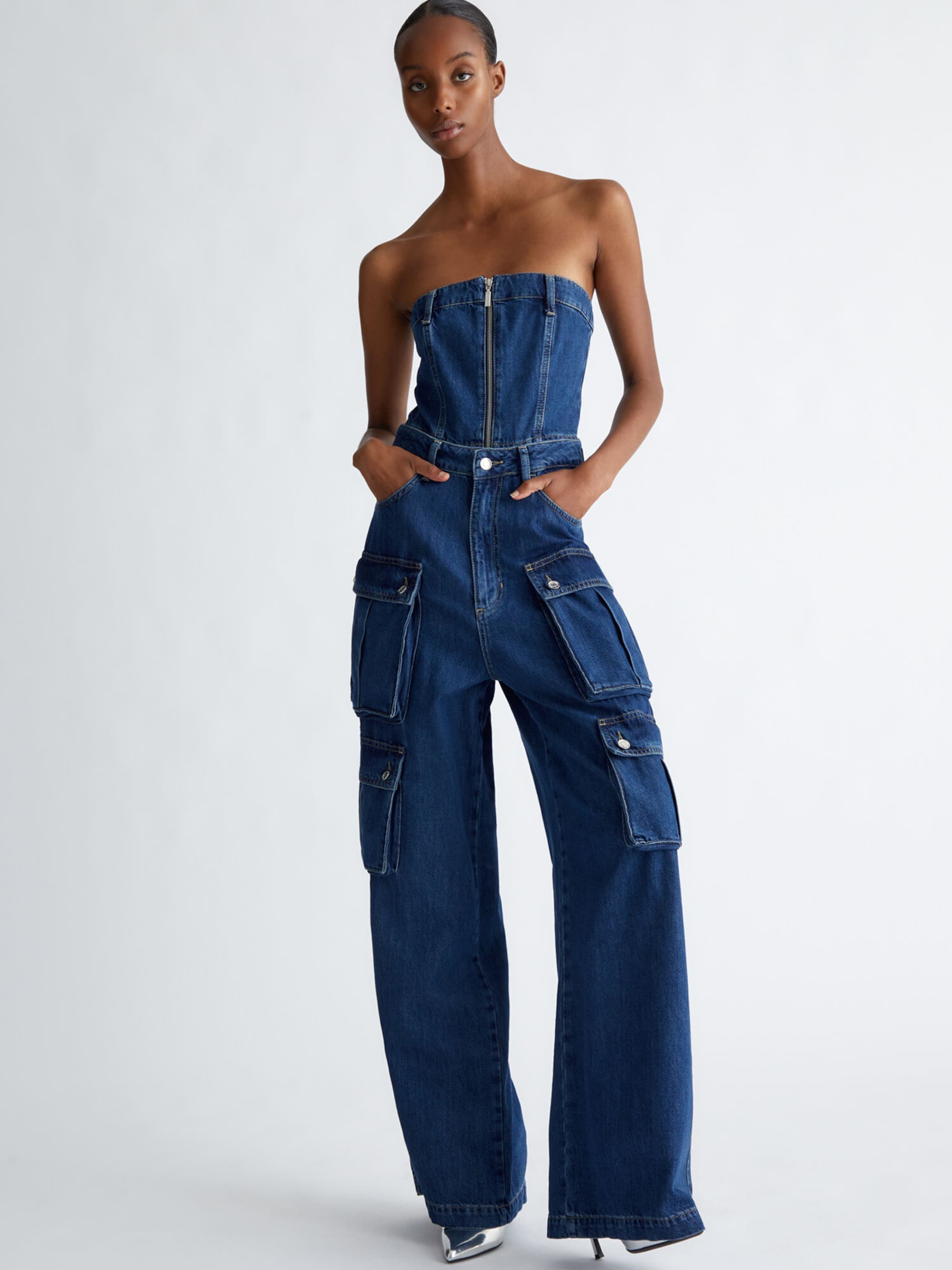 Tuta Corta In Jeans By Alina Mexton – Blu, Hotpants Jumpsuit – Taglie XS E S – Donna