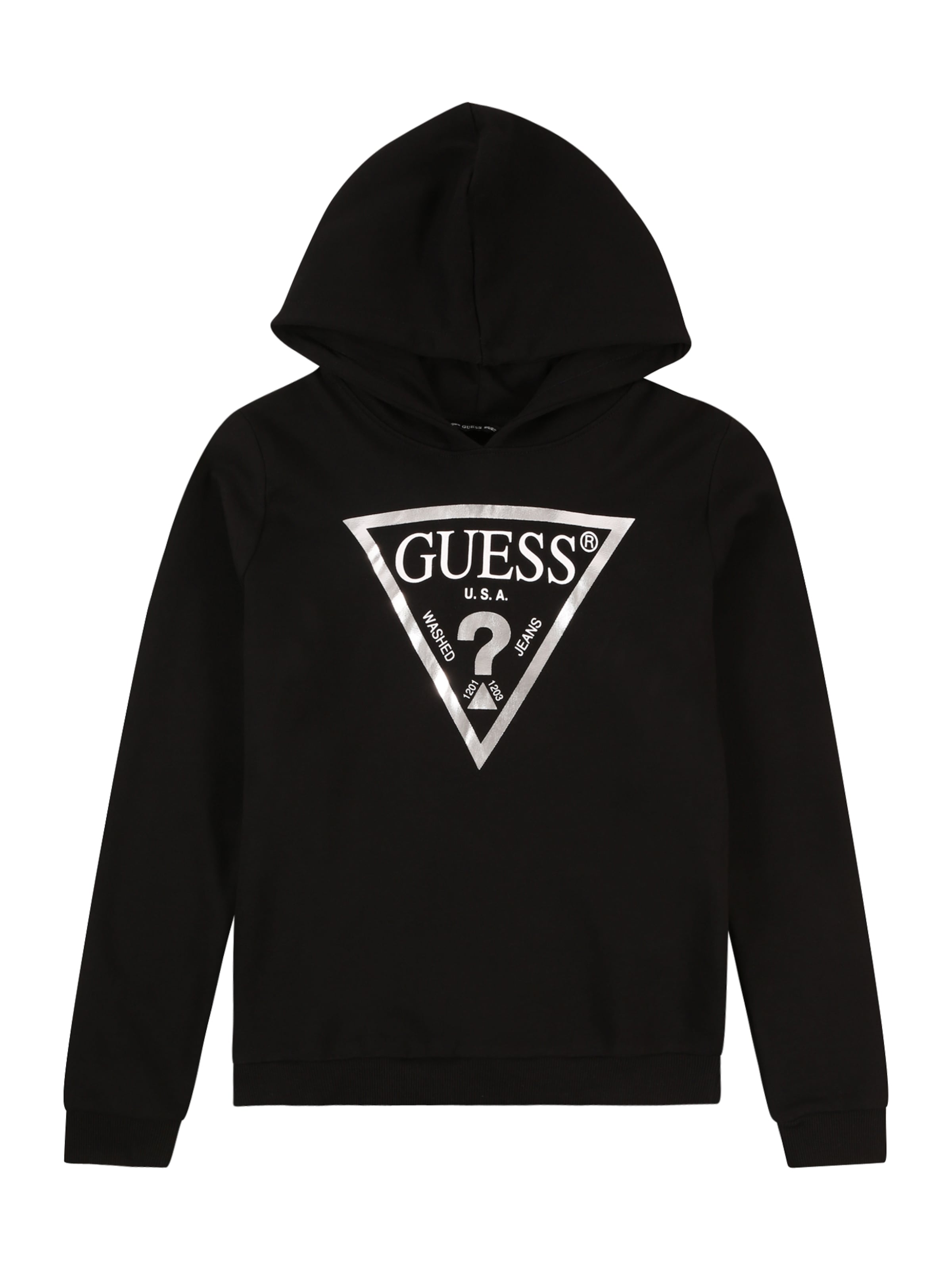 Bluză de molton de la GUESS pe negru: față