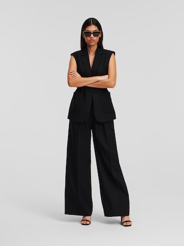 Karl Lagerfeld Široký strih Plisované nohavice - Čierna