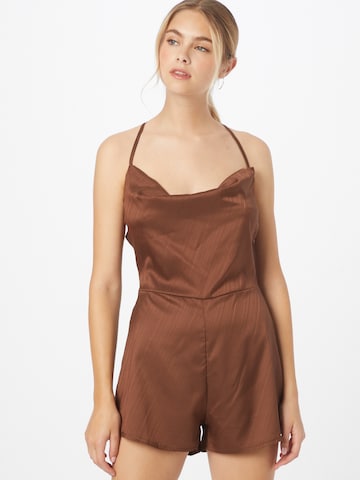 In The Style Jumpsuit in Braun: front