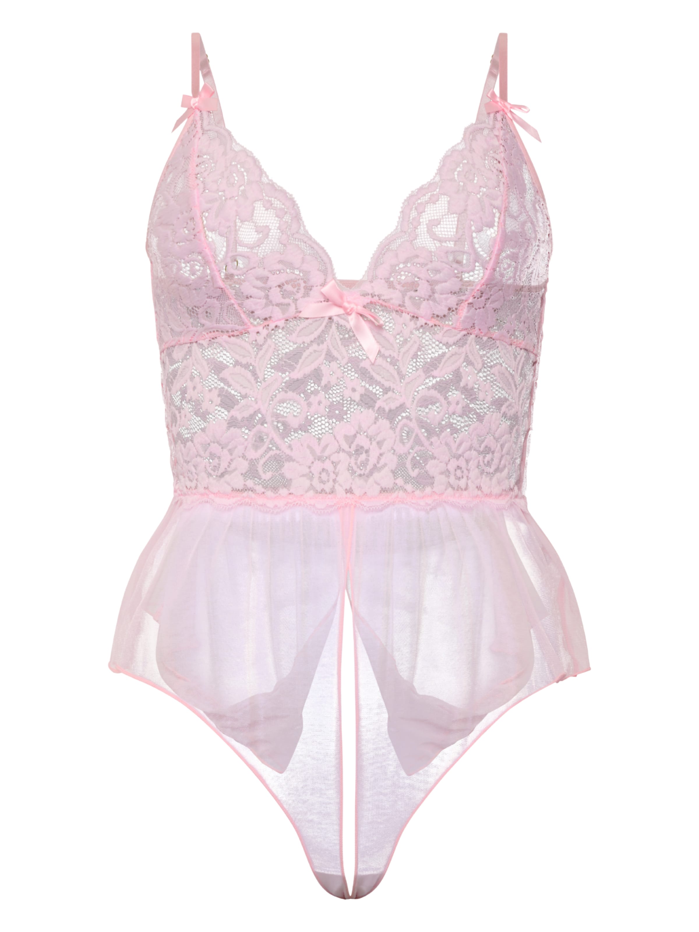 Orchibelle Lingerie Bodysuit 'Ouvert' in Pink: front