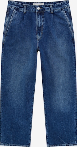 Pull&Bear Loosefit Bandplooi jeans in Blauw: voorkant