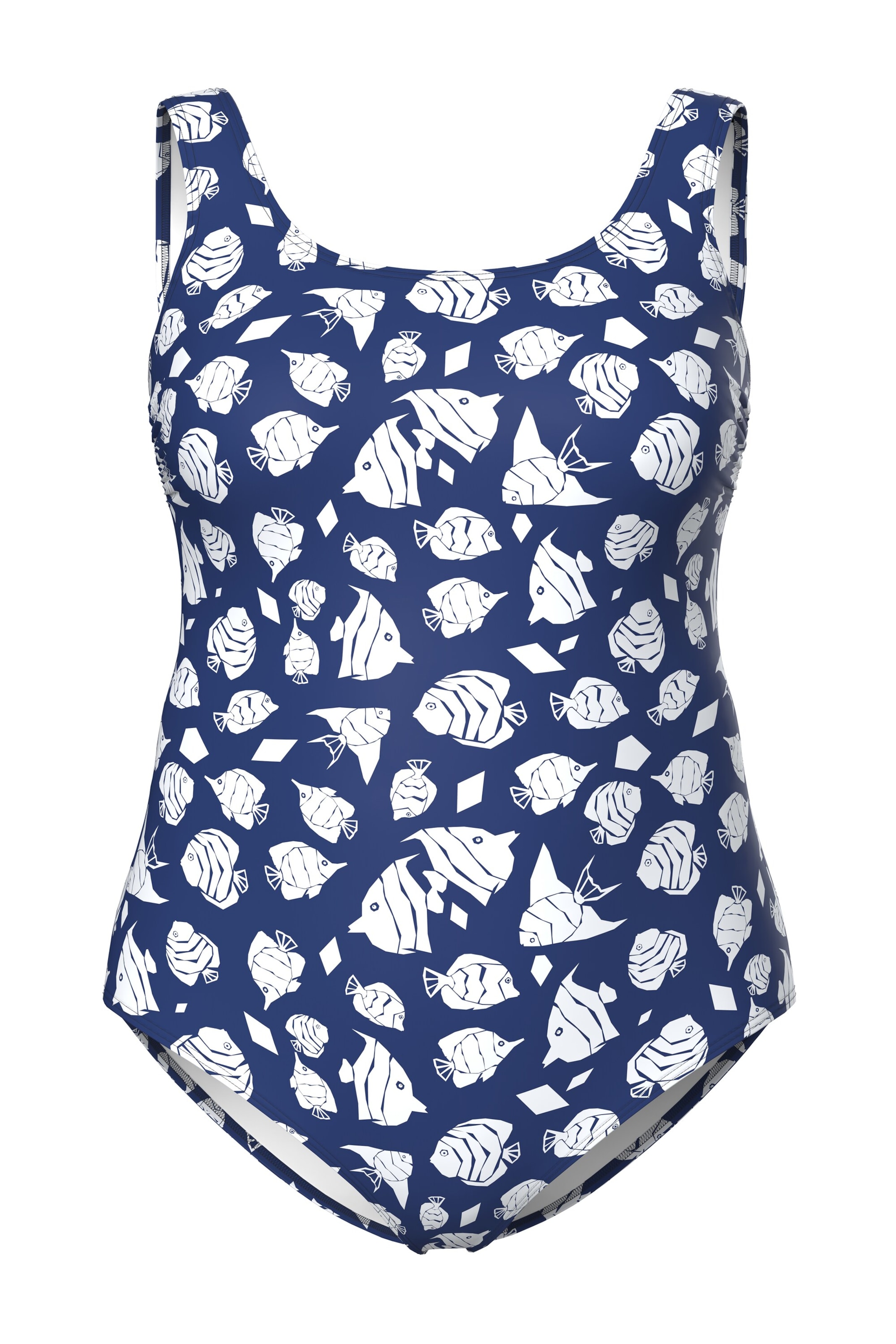 Ulla Popken Bustier Badpak in Blauw: voorkant