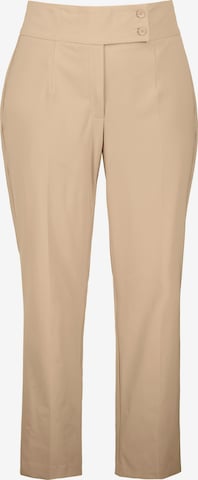 Ulla Popken Regular Pleated Pants in Beige: front